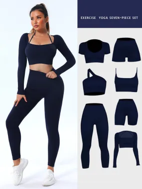 mondmi Ribbed Seamless Long-Sleeve Yoga Set for Women, featuring a Yoga Tank Top and Integrated Yoga Pants, Fitness Leggings B02