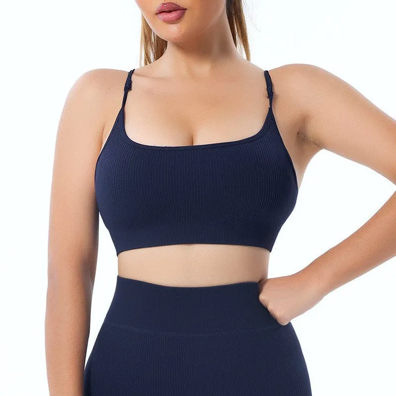 mondmi Ribbed Seamless Long-Sleeve Yoga Set for Women, featuring a Yoga Tank Top and Integrated Yoga Pants, Fitness Leggings B02