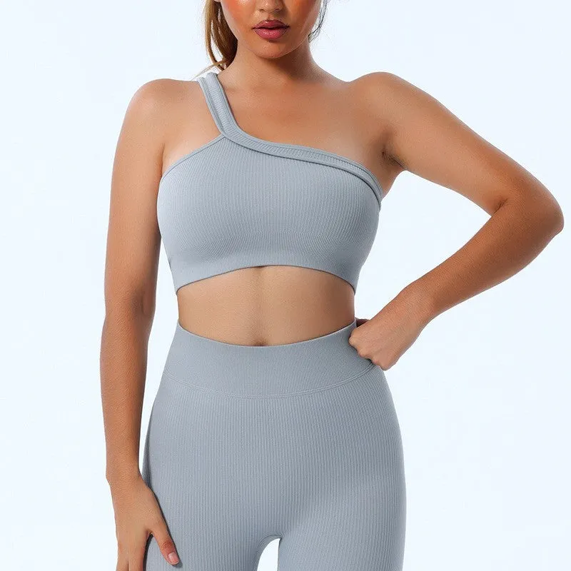 mondmi Ribbed Seamless Long-Sleeve Yoga Set for Women, featuring a Yoga Tank Top and Integrated Yoga Pants, Fitness Leggings B02