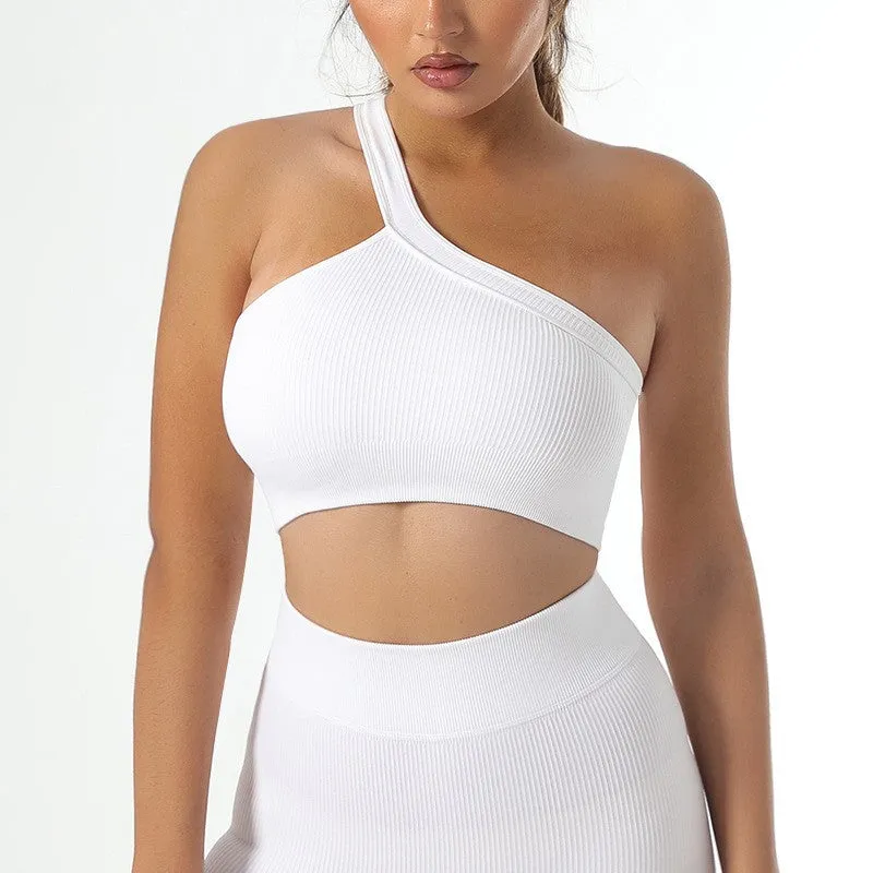mondmi Ribbed Seamless Long-Sleeve Yoga Set for Women, featuring a Yoga Tank Top and Integrated Yoga Pants, Fitness Leggings B02